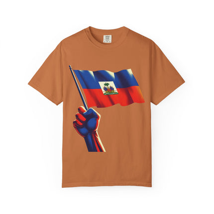 The Unbreakable Standard Haitian Flag Raised High T-Shirt Heritage Pride Collection Unisex Garment-Dyed T-Shirt,