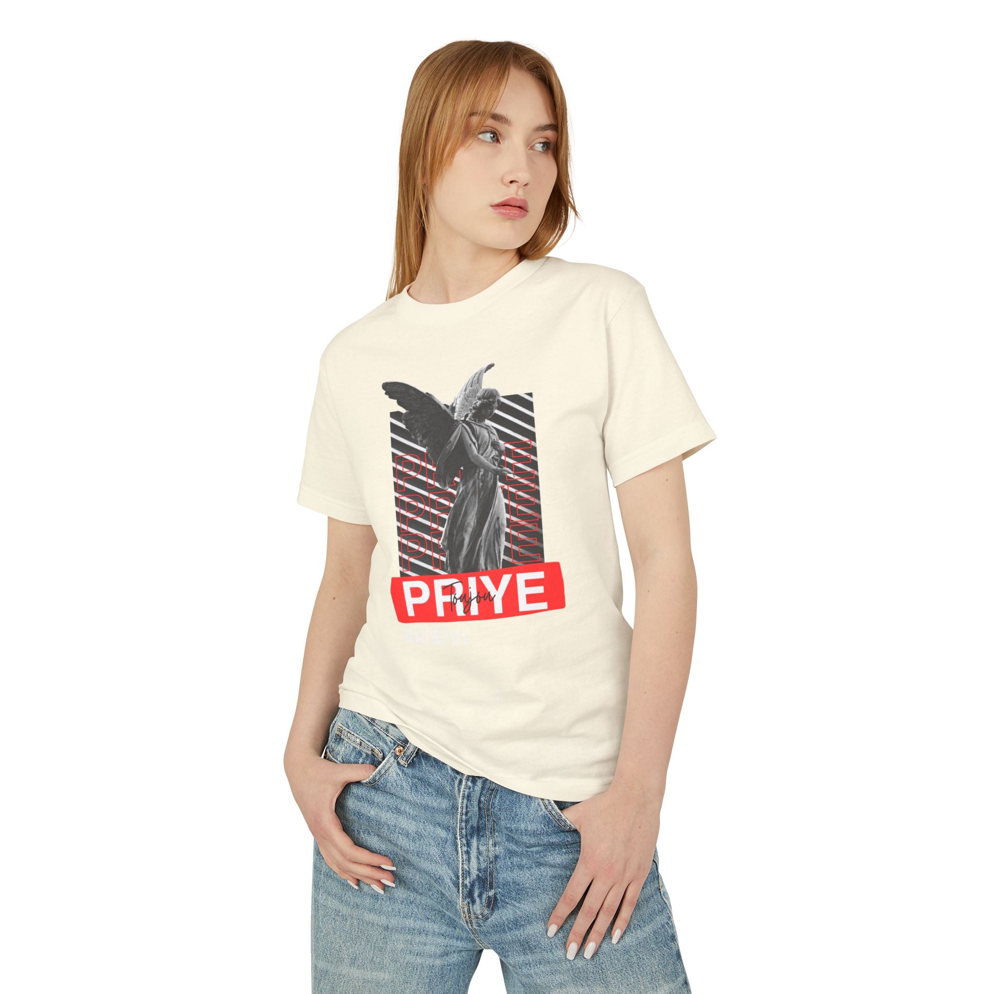Toujou Priye T-Shirt Haitian Christian Faith Design Pray Always Sustainable & Durable Unisex Garment-Dyed Heavyweight Cotton Tee