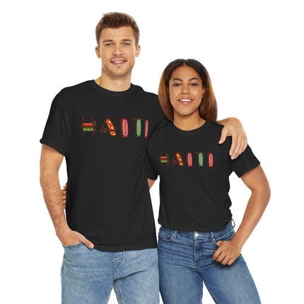 Haiti in Color Limited Heritage Drop Tee Artistic Creole Typography - CreoleSizzle