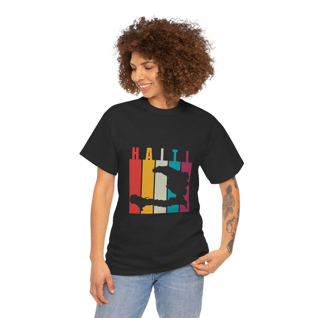 Retro Haiti Map T-Shirt Celebrate Haitian Culture Vibrant Vintage Design Unisex Heavy Cotton Tee - CreoleSizzle