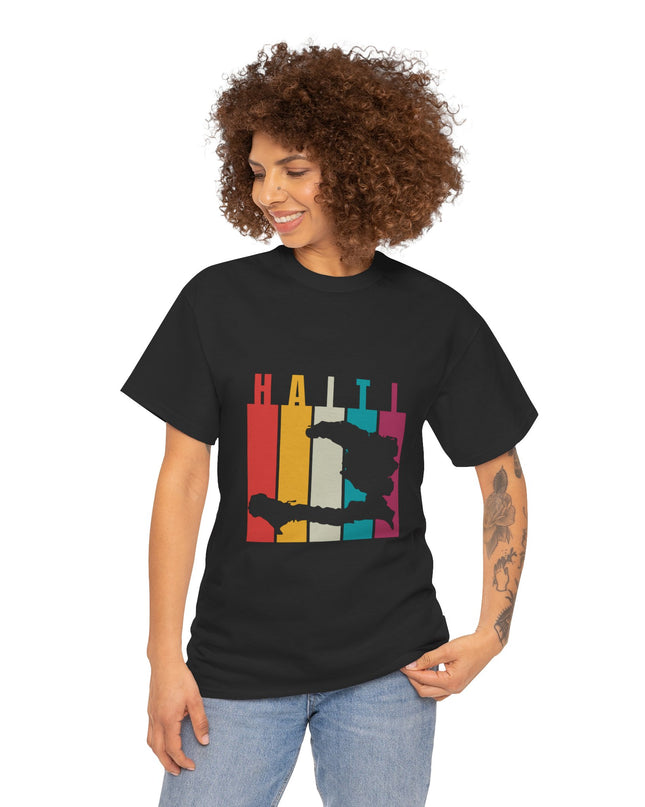Retro Haiti Map T-Shirt Celebrate Haitian Culture Vibrant Vintage Design Unisex Heavy Cotton Tee - CreoleSizzle