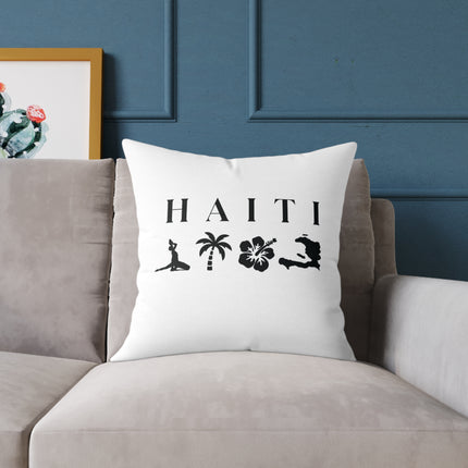 Minimalist Haiti Nature Pillow Tropical Silhouette Design Accent Coastal Calm Collection - CreoleSizzle