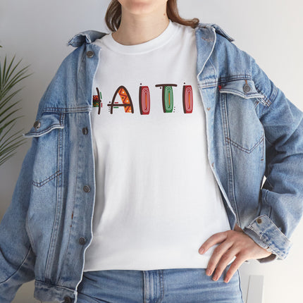 Haiti in Color Limited Heritage Drop Tee Artistic Creole Typography - CreoleSizzle