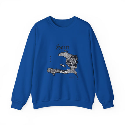 Haiti Map Sweatshirt - Mandala Island Design - Haitian Pride Apparel - Caribbean Cultural Heritage Pullover - Unisex Hoodie - CreoleSizzle