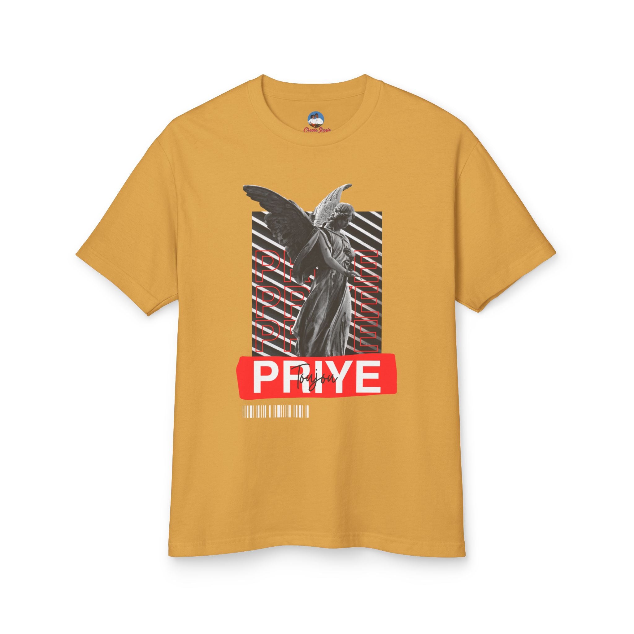 Toujou Priye T-Shirt Haitian Christian Faith Design Pray Always Sustainable & Durable Unisex Garment-Dyed Heavyweight Cotton Tee