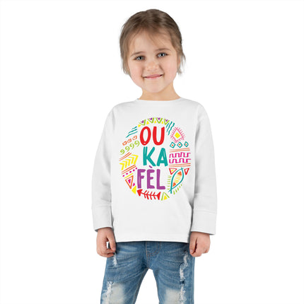Ou Ka Fè’l Toddler Long Sleeve Tee Colorful Motivational Haitian Kids Shirt Inspirational Creole Graphic Unisex Soft Cotton