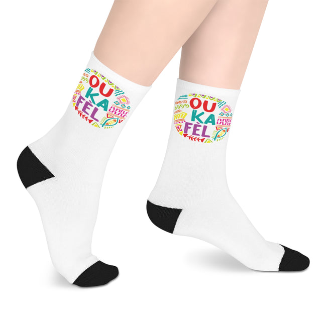 Ou Ka Fè’l Limited Heritage Crew Mid Length Socks Motivational Creole Design