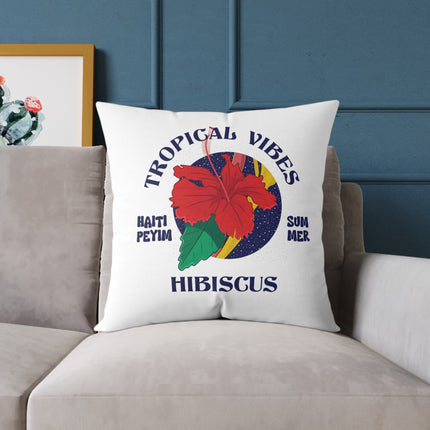 Tropical Vibes Hibiscus Pillow Limited Summer Drop Haiti Island Style - CreoleSizzle