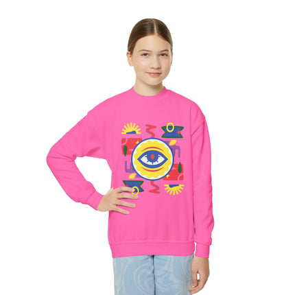 The Guardian’s Eye Afro-Haitian Creole Sweatshirt Youth Cultural Pride Series Kids’ Premium Crewneck