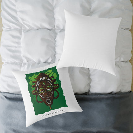 Haitian Paradise Ancestral Mask Pillow Limited Spirit Edition Afro-Caribbean Decor - CreoleSizzle