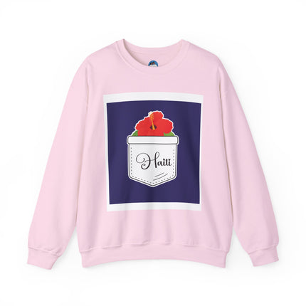 Haiti with Hibiscus Tropical Identity Sweatshirt Creole Heritage Series Unisex Premium Crewneck
