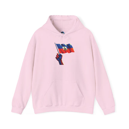 Haitian Pride Unisex Hoodie Heavy Blend Sweatshirt with Raised Flag Graphic Cultural Apparel for Heritage, Activists & Everyday Comfort
