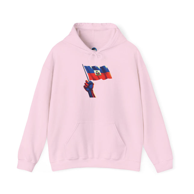 Haitian Pride Unisex Hoodie Heavy Blend Sweatshirt with Raised Flag Graphic Cultural Apparel for Heritage, Activists & Everyday Comfort