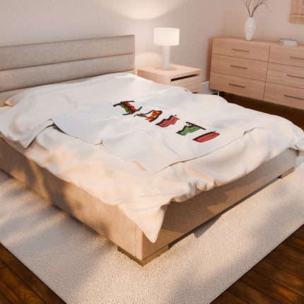Vibrant Haiti Artistic Lettering Premium Plush Blanket Cultural Rhythm Island Pride - CreoleSizzle