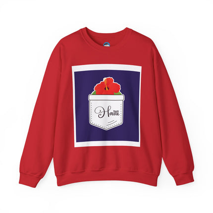 Haiti with Hibiscus Tropical Identity Sweatshirt Creole Heritage Series Unisex Premium Crewneck