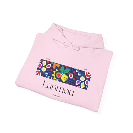 Lanmou Floral Hoodie Haitian Love-Inspired Streetwear Unisex Heavy Blend Hoodie Cozy & Artistic Casual Wear