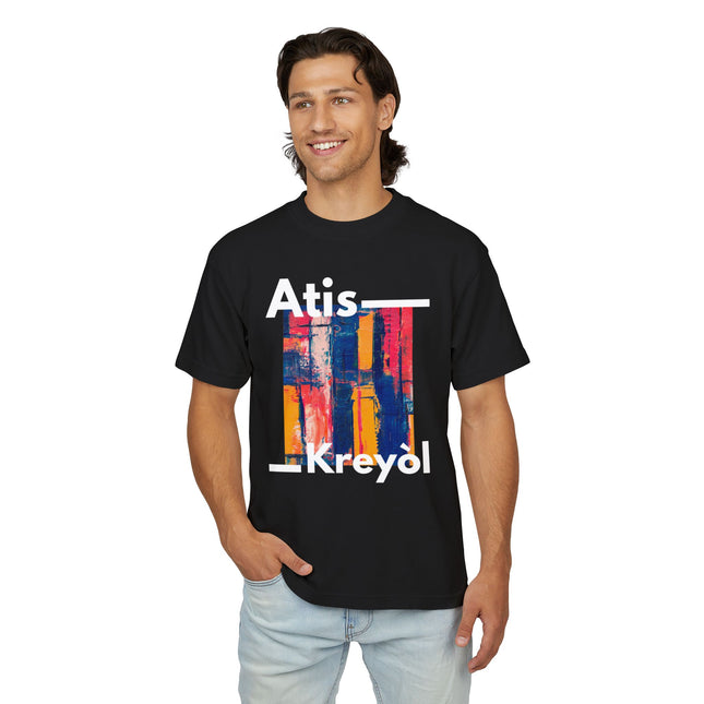 Atis Kreyòl Artistic Haitian T-Shirt Celebrate Haitian Creativity Bold Cultural Fashion Durable and Stylish Unisex Urban Heavy Tee - CreoleSizzle
