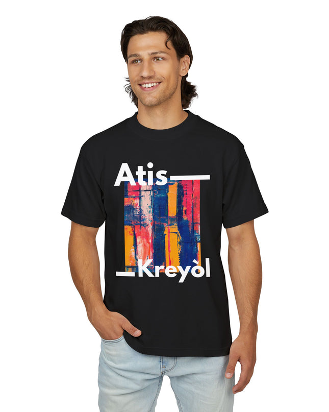 Atis Kreyòl Artistic Haitian T-Shirt Celebrate Haitian Creativity Bold Cultural Fashion Durable and Stylish Unisex Urban Heavy Tee - CreoleSizzle
