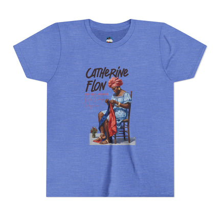 Catherine Flon Heritage Kids T-Shirt  Haitian History & Art-Inspired Graphic Cultural Pride Shirt, Youth Short Sleeve Tee