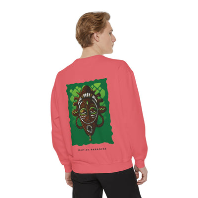 Haitian Paradise Guardian Sweatshirt Afro-Haitian Art-Inspired Design Unisex Cultural Streetwear, Cozy Layer for All Seasons
