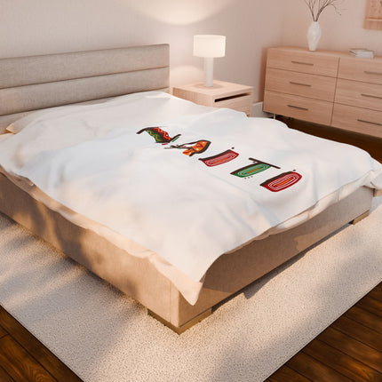 Vibrant Haiti Artistic Lettering Premium Plush Blanket Cultural Rhythm Island Pride - CreoleSizzle