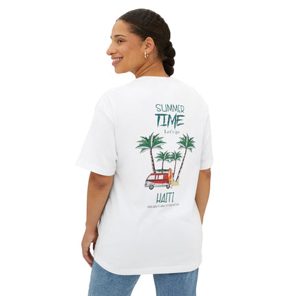 Summer Time Haiti Tropical Tap-Tap Oversized Tee Caribbean Vibes Collection Unisex Relaxed Fit Haitian Street Vibes Graphic on Back