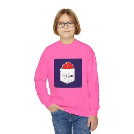 Haiti Hibiscus Youth Crewneck Sweatshirt Cozy Floral Haitian Pride Pullover Unisex Kids Spring Fashion Cultural Heritage Design