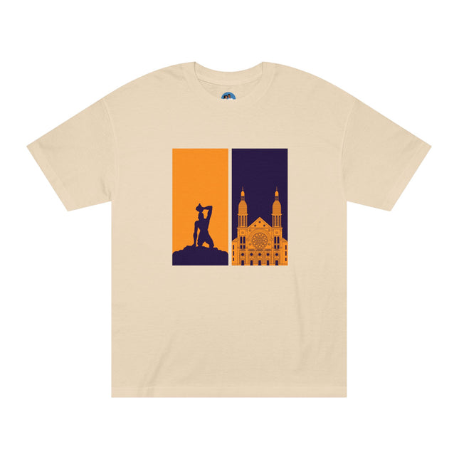 Ayiti Doubled: Shadowed Legacy Sweatshirt | Dual Heritage Graphic, Haitian Roots Apparel, Cityscape Adventure Unisex Tee - CreoleSizzle