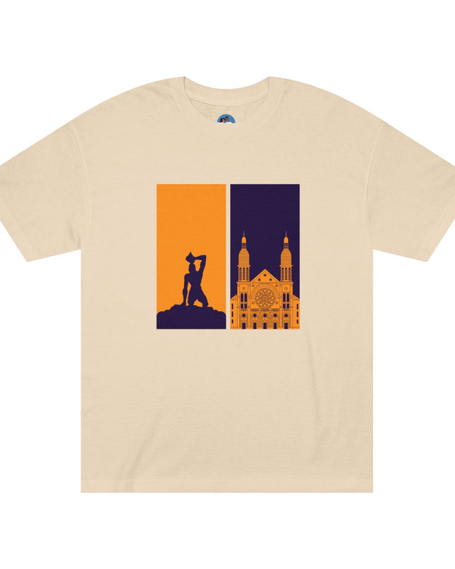 Ayiti Doubled: Shadowed Legacy Sweatshirt | Dual Heritage Graphic, Haitian Roots Apparel, Cityscape Adventure Unisex Tee