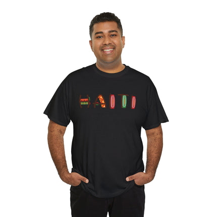 Haiti in Color Limited Heritage Drop Tee Artistic Creole Typography - CreoleSizzle