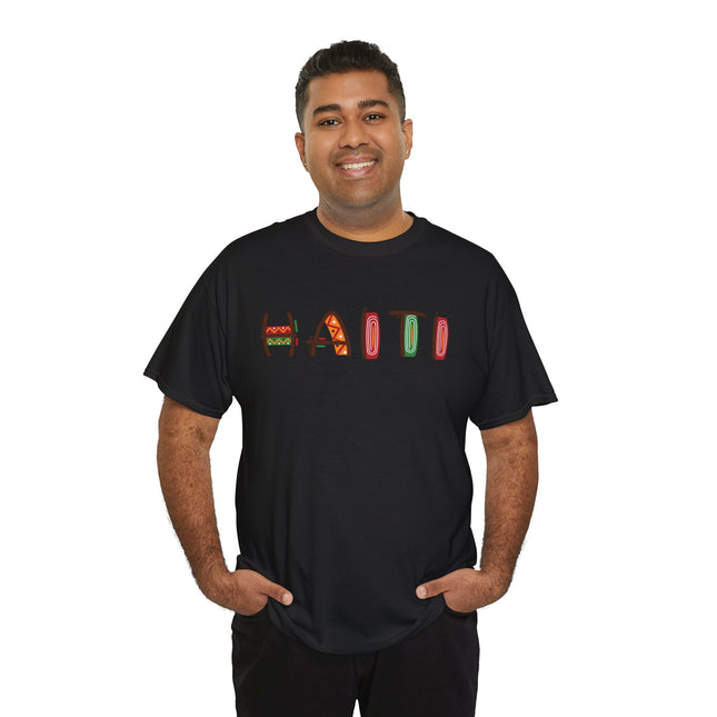 Haiti in Color Limited Heritage Drop Tee Artistic Creole Typography - CreoleSizzle