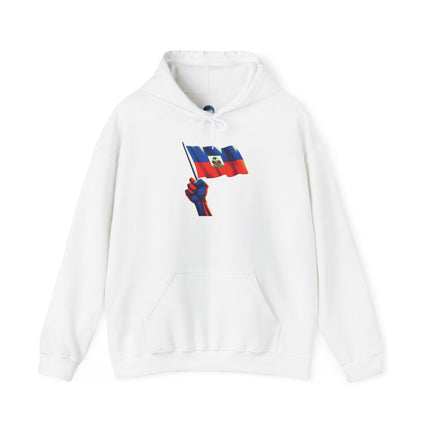 Haitian Pride Unisex Hoodie Heavy Blend Sweatshirt with Raised Flag Graphic Cultural Apparel for Heritage, Activists & Everyday Comfort