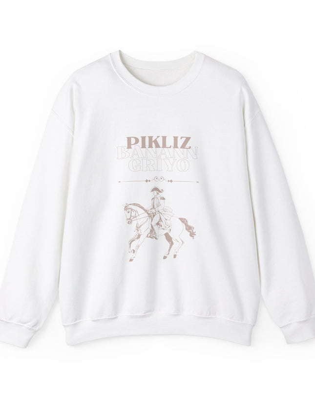 Pikliz Banann Griyo Haitian Cuisine Inspired Cultural Graphic Shirt Sweatshirt Haitian Creole Humor Cozy & Bold Design Bold Haitian Pride Shirt for Cultural Heritage - CreoleSizzle