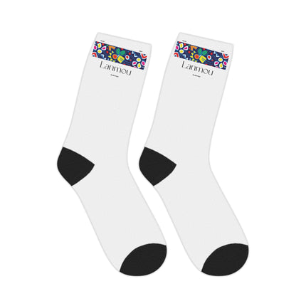 Lanmou Limited Heritage Crew Mid Length Socks Creole Love Design with Haitian Textile Motifs