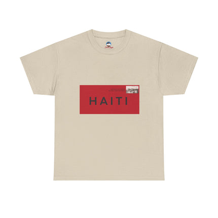 Haiti Postage Stamp Tee  Red & Black Seal of Origin Design Unisex Cultural Pride Shirt, Diaspora Connection & Streetwear Style