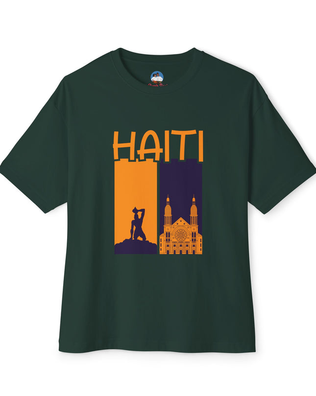 Faith & Resistance — Haiti Oversized Graphic Tee | Marron + Cathedral Design, Revolutionary Heritage Shirt, Unisex Boxy Top
