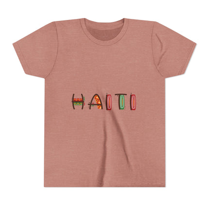 Haitian Pride Youth T-Shirt Kids Short Sleeve Graphic Tee Cultural Roots & Heritage Apparel Summer Vacation Shirt