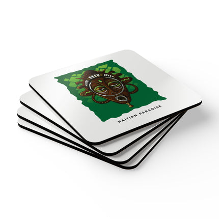Ancestral Guardian Sacred Mask Coaster Set Afro-Taino Heritage Art Coasters