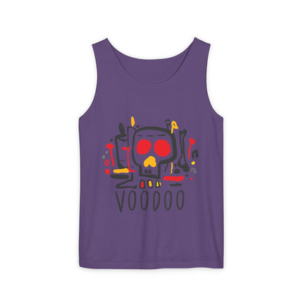 Vodou Inspired Skull Graphic Tank Top Unisex Festival Shirt Spiritual Tribal Design Halloween & Summer Celebration Wear