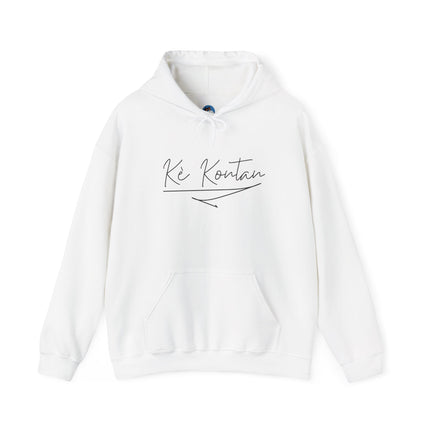 Kè Kontan Hoodie “Happy Heart” Creole Script Haitian Joy-Inspired Unisex Sweatshirt, Cozy Streetwear & Cultural Pride Gift