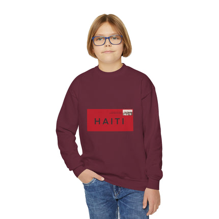 Haiti Pride Youth Crewneck Sweatshirt Cozy Kids Pullover Haitian Heritage Month Unisex Comfortable Sweatshirt