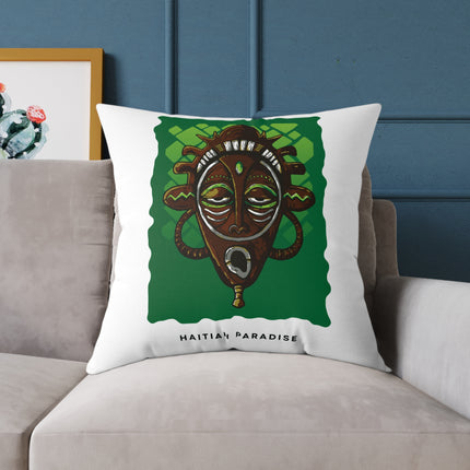 Haitian Paradise Ancestral Mask Pillow Limited Spirit Edition Afro-Caribbean Decor - CreoleSizzle