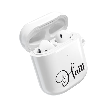 Haiti Calligraphy Minimalist Luxury Script AirPods Case Elegant Heritage Edition