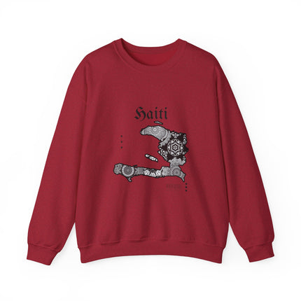 Haiti Map Sweatshirt - Mandala Island Design - Haitian Pride Apparel - Caribbean Cultural Heritage Pullover - Unisex Hoodie - CreoleSizzle