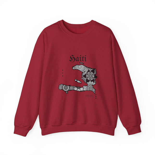 Haiti Map Sweatshirt - Mandala Island Design - Haitian Pride Apparel - Caribbean Cultural Heritage Pullover - Unisex Hoodie - CreoleSizzle