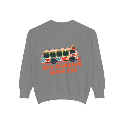 New Adventure Never Stop Tap-Tap Travel Sweatshirt Haitian Culture Series Unisex Premium Crewneck Haitian Street Vibes Graphic on Back