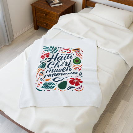 Haiti Chéri Mwen Renmenw Premium Plush Blanket Haitian Love and Cultural Pride - CreoleSizzle