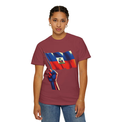 The Unbreakable Standard Haitian Flag Raised High T-Shirt Heritage Pride Collection Unisex Garment-Dyed T-Shirt,