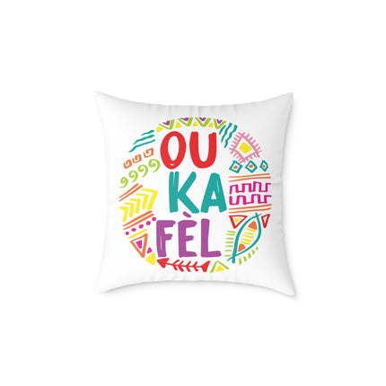 Ou Ka Fè’l Motivational Creole Pillow Haitian Affirmation Art Bright Diaspora Design - CreoleSizzle