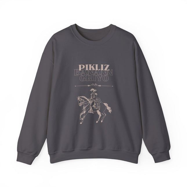 Pikliz Banann Griyo Haitian Cuisine Inspired Cultural Graphic Shirt Sweatshirt Haitian Creole Humor Cozy & Bold Design Bold Haitian Pride Shirt for Cultural Heritage - CreoleSizzle